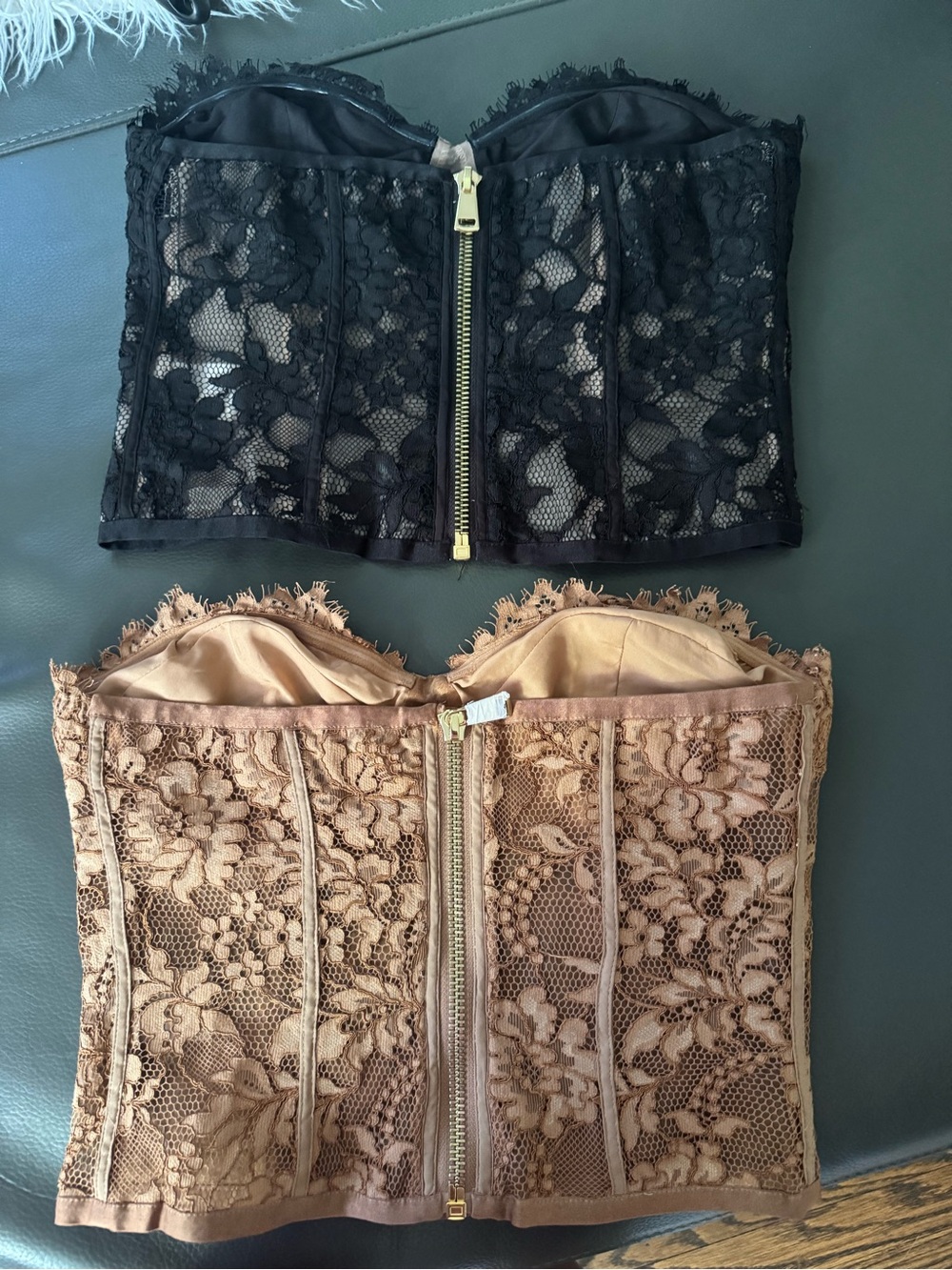 Express sz small Lace Bustier Crop Tops - Black & Nude set - Picture 2 of 6